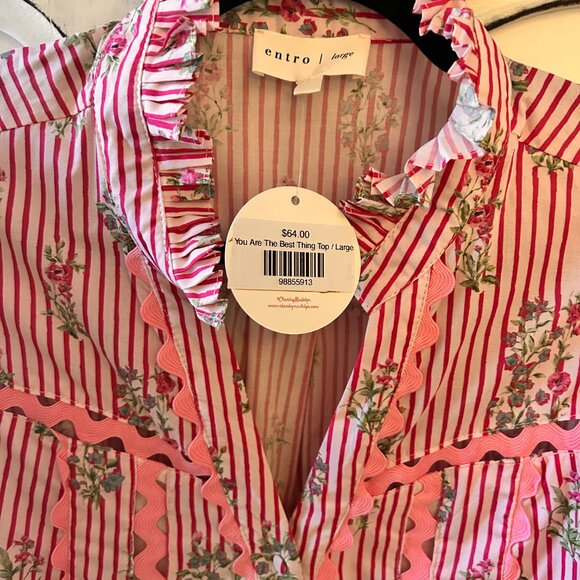 MADDISON 3/4 SLEEVE BUTTON DOWN BLOUSE - Picture 7 of 9